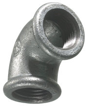 Vinkel galvaniseret 3/4" - muffe/muffe 90 gr.